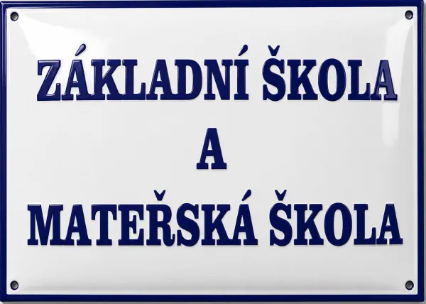 Smaltovaná cedule pro školu se školkou A2-skola 3